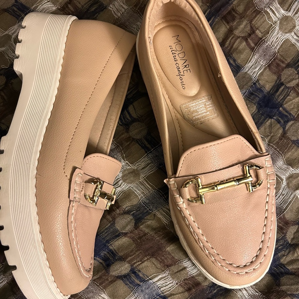 Tan Loafers with Gold Accent size 36/USA 7